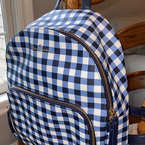 Kate Spade Blue and White Plaid Back Pack